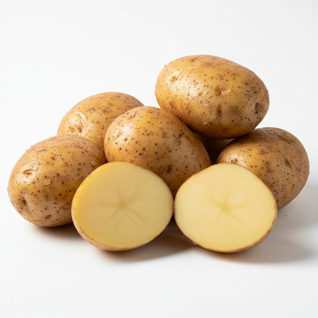 Patatas gallegas real sobre fondo blanco y en formato 1:1