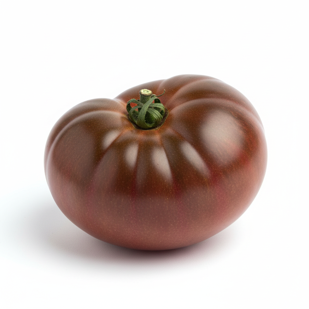 Tomate Cherokee realista sobre fondo blanco y en formato 1:1