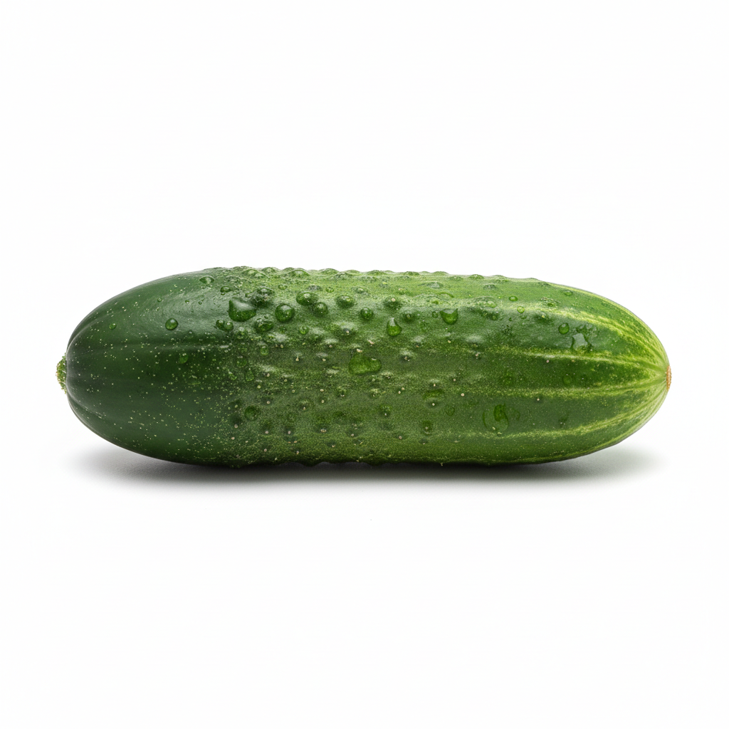 Pepino mini real sobre fondo blanco y en formato 1:1