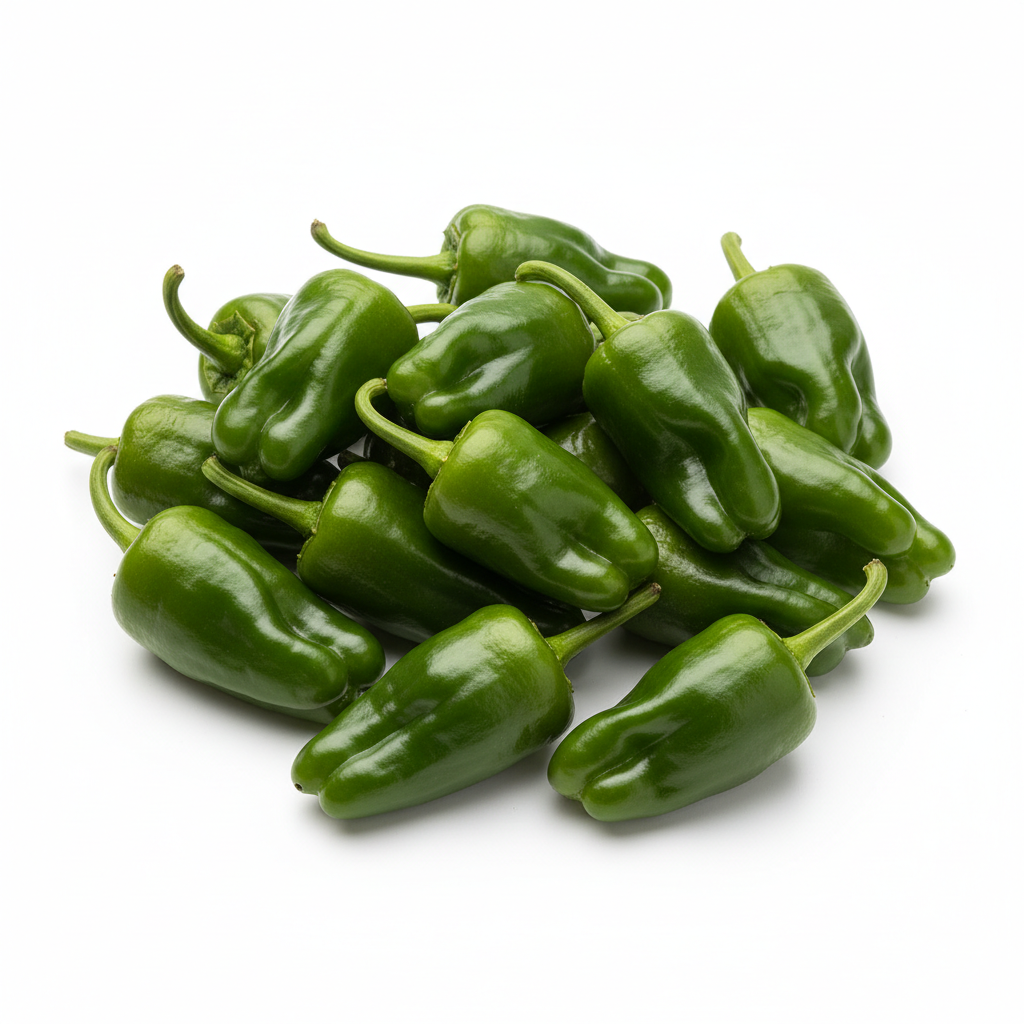 Pimiento de Padron real sobre fondo blanco y en formato 1:1